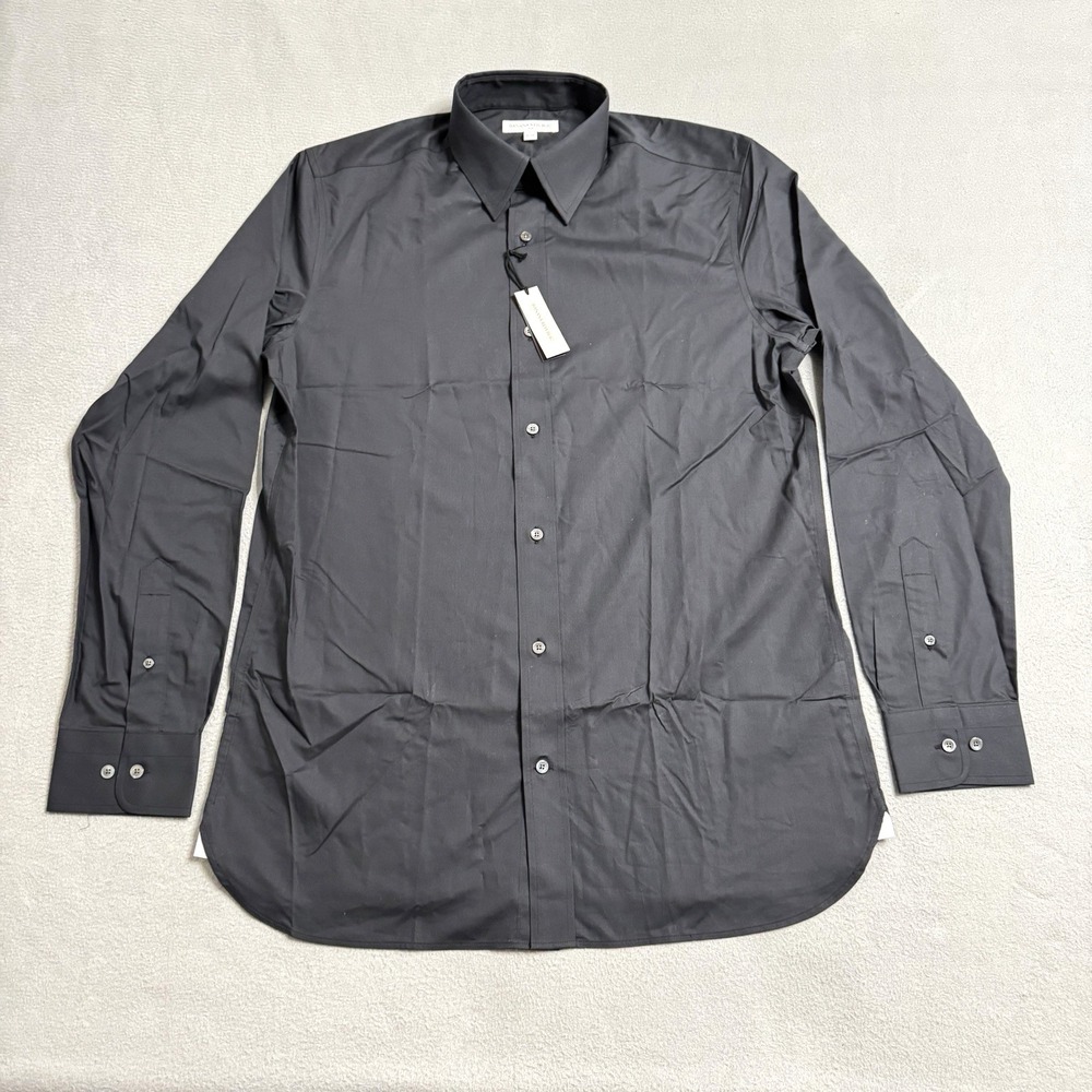 Banana Republic Shirt Mens Large Tall Black Button Front Wrinkle Resistant NWT